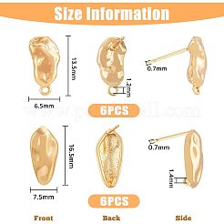 12 шт. 2 стильные латунные серьги-гвоздики KK-FH0004-95