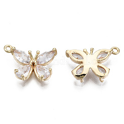 Настоящие 18к позолоченные латунные подвески с микропаве и кубическим цирконием KK-T056-59G-01-NF
