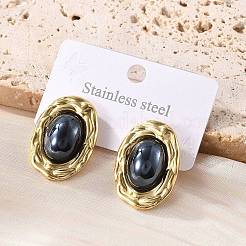 201 овальные серьги-гвоздики из нержавеющей стали&nbsp;EJEW-P304-05G