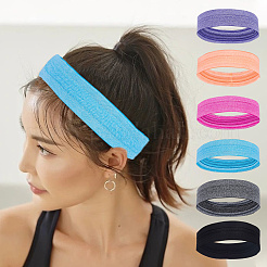 6 шт. 6-цветная широкая повязка на голову из полиэстера и силикона для занятий спортом AJEW-GF0010-80
