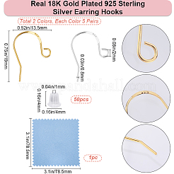 10 пара 2 цветов 925 крючка для сережек из стерлингового серебра STER-BBC0006-50