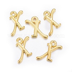金メッキ合金文字ペンダント  ラックめっき  カドミウムフリー＆鉛フリー  文字.x  13x9x2mm  穴：1.5mm&nbsp;PALLOY-J718-01G-X