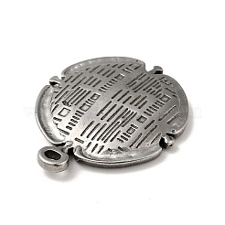 チベット風 304 ステンレススチールペンダント  フラットラウンドのチャーム  テクスチャ  アンティークシルバー  23x20x2.5mm  穴：1.5mm&nbsp;STAS-G278-16AS