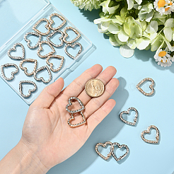 20 шт. 2-цветные кольца-пружинки из цинкового сплава со стразами FIND-SP0004-35