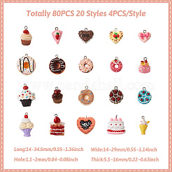 80шт 20 стиля непрозрачные подвески из смолы RESI-BT0001-26