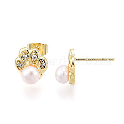 Серьги-гвоздики из натурального жемчуга в форме следа из латуни&nbsp;PEAR-N020-05W