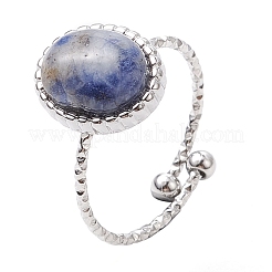 Овальные кольца из натуральных и синтетических драгоценных камней RJEW-JR00748-02