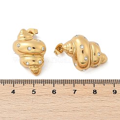 Серьги-гвоздики из нержавеющей стали 304 в форме ракушки&nbsp;EJEW-M073-14G-01