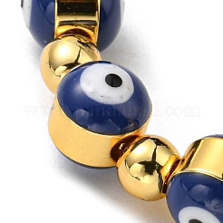 Браслет-слайдер с эмалевыми звеньями и цепочками от сглаза BJEW-G675-02G-01