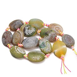 Chapelets de perle en agate naturelle patinée&nbsp;G-A321-Q02-01