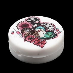 Плоские круглые экологически чистые силиконовые бусины пищевого качества&nbsp;LS-SIL-Q017-03B