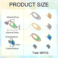 36 шт. 6 шт. фурнитура для сережек-гвоздиков из нержавеющей стали 304 STAS-MA0001-01