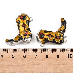 304ステンレススチールエナメル、ラインストーンペンダント付き  カウボーイブーツチャーム  ステンレス鋼色  27.5x27x10mm  穴：2mm&nbsp;STAS-Z202-06P-01