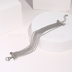 304ステンレススチール製マルチ連ボールチェーンブレスレット（女性用）  ステンレス鋼色  5.91インチ（15cm）&nbsp;FS-WGF1B10-03