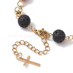 Armband aus gefärbten natürlichen Lavasteinen mit runden Perlen&nbsp;BJEW-JB10005