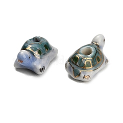 手作りの陶器ビーズ  手描き  カメ  22x13x9.5~11mm  穴：4mm&nbsp;PORC-L084-02B
