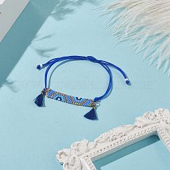 Rettangolo di semi giapponesi fatti a mano con braccialetto di perline intrecciate a maglie di fiori&nbsp;BJEW-MZ00014-03