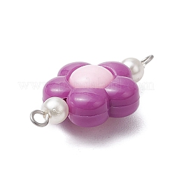 Подвески-коннекторы в виде цветка из двухцветного непрозрачного акрила и стеклянного жемчуга PALLOY-JF03484-02