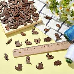 100個、8種類のスタイル、2穴木製ボタン  混合スタイル  8.5~20x9.5~25x2~2.5mm  穴：2~2.5mm&nbsp;BUTT-FS0001-01A