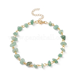 Браслет на щиколотку с бусинами из драгоценных камней и цепочками из нержавеющей стали 304 для женщин AJEW-AN00497