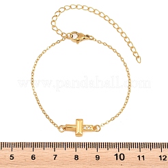 Bracelets en laiton à maillons en zircone cubique transparent&nbsp;BJEW-T029-01G