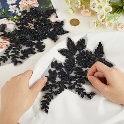 1 Paar mit Pailletten bestickte Polyester-Stoffflicken zum Aufnähen&nbsp;PATC-CY0001-02
