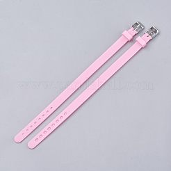 シリコン時計バンド  201ステンレススチール留め具付き  パールピンク  8-7/8インチ（22.5~22.7cm）  10x3mm&nbsp;SIL-S001-06