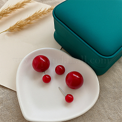 4 пара круглых сережек-гвоздиков из пластика двух цветов&nbsp;EJEW-GO0003-33