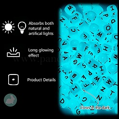 20 Stück leuchtende Würfelbuchstaben-Silikonperlen 12x12x12 mm quadratische Würfel-Alphabet-Perlen mit 2 mm Lochabstandshalter lose Buchstabenperlen für Armband-Halsketten-Schmuckherstellung&nbsp;JX437B