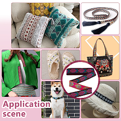 Плоская полиэстеровая лента с вышивкой в этническом стиле с цветочным узором&nbsp;OCOR-WH0078-332A