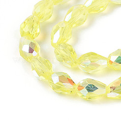 Прозрачные стеклянные бусины гальваническим пряди&nbsp;LS-EGLA-N023-6x8mm-A02