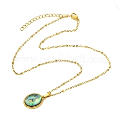 Collana con ciondolo a catena satellitare in acciaio inossidabile 304 con conchiglia di paua naturale&nbsp;NJEW-JN06446-01