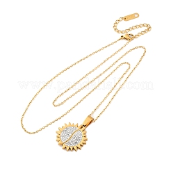 304 нержавеющая сталь полимерная глина стразы солнце открывающиеся подвески ожерелья для женщин NJEW-Z065-10G-01