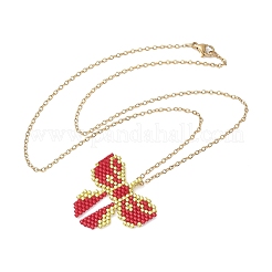 Бисер miyuki delica ткацкий станок узор бант подвеска ожерелья&nbsp;NJEW-MZ00097-02