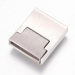 変色しにくい304ステンレススチール製マグネット留め具  ハートを付きの矩形  ステンレス鋼色  24.5x21x8.5mm  穴：2.3x18mm&nbsp;STAS-G071-40P