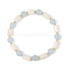 Braccialetti elasticizzati con perline rotonde da 8 mm di pietra di luna bianca naturale e perline a colonna di giada bianca tinta&nbsp;BJEW-JB14488