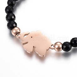 Браслеты из натурального черного агата (окрашенного и нагретого)&nbsp;BJEW-F354-21