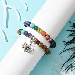 2 ensemble de bracelets tressés et extensibles en perles rondes de 2 mm avec 8 styles de chakra&nbsp;BJEW-JB10906