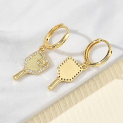 Orecchini a cerchio pendenti da donna in ottone con micro pavé di zirconi cubici&nbsp;EJEW-A168-04G