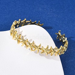 Латунь манжеты браслеты для женщин&nbsp;BJEW-F514-02G