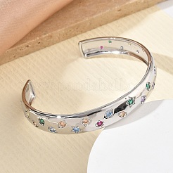 Messing-Armreife mit Mikropflaster und Zirkonia für Damen&nbsp;BJEW-A172-03P