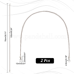 ラインストーンラウンドバッグストラップ2個  亜鉛合金カニカン付き  プラチナ  78x0.6cm&nbsp;FIND-PH0018-11