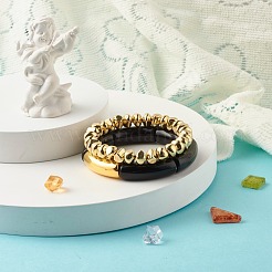 分厚いチューブビーズストレッチbraeletesセット  ナゲッツビーズブレスレット  女性のためのアクリル＆ccbプラスチックビーズブレスレット  ゴールド  内径：2インチ（5cm）  2個/セット&nbsp;BJEW-JB07321