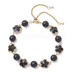 Pulseras deslizantes de vidrio y obsidiana natural&nbsp;BJEW-JB12898-03