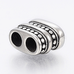 304ステンレススチールコードエンド  エンドキャップ  長方形  アンティークシルバー  14x15x9mm  穴：1.5mm  5mm内径&nbsp;STAS-I091-03AS