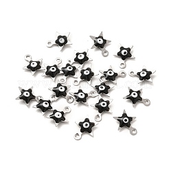 304ステンレススチール製イーブルアイエナメルチャーム  星のチャーム  ステンレス鋼色  ミックスカラー  9x8x2mm  穴：1mm&nbsp;STAS-G302-04P