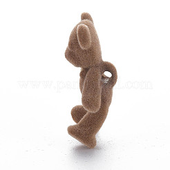 フロッキーアクリルシャンクボタン  クマ  キャメル  38~39x29.5x15mm  穴：3mm&nbsp;X-OACR-N010-031E