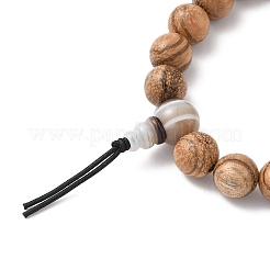 2 комплект из 2 браслетов из натурального полосатого агата и дерева с круглыми бусинами для мужчин и женщин BJEW-JB12347