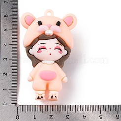 12 中国の十二支の女の子人形 PVC プラスチックペンダント  マウス  56x34x22.5mm  穴：2.5mm&nbsp;KY-S172-16A