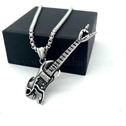 Кулон в виде черепа и гитары из нержавеющей стали 304 в стиле панк&nbsp;CY1349